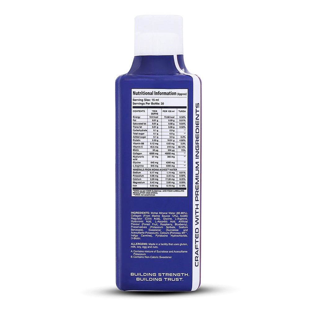 Apex Vitals Liquid Collagen | Collagen Supplements for Skin, Hair & Nails & Joint | Type 1 & 3 with Hyaluronic Acid & Vitamin C | Fast Absorption | EFSA & FSSAI Certified | 30 Servings