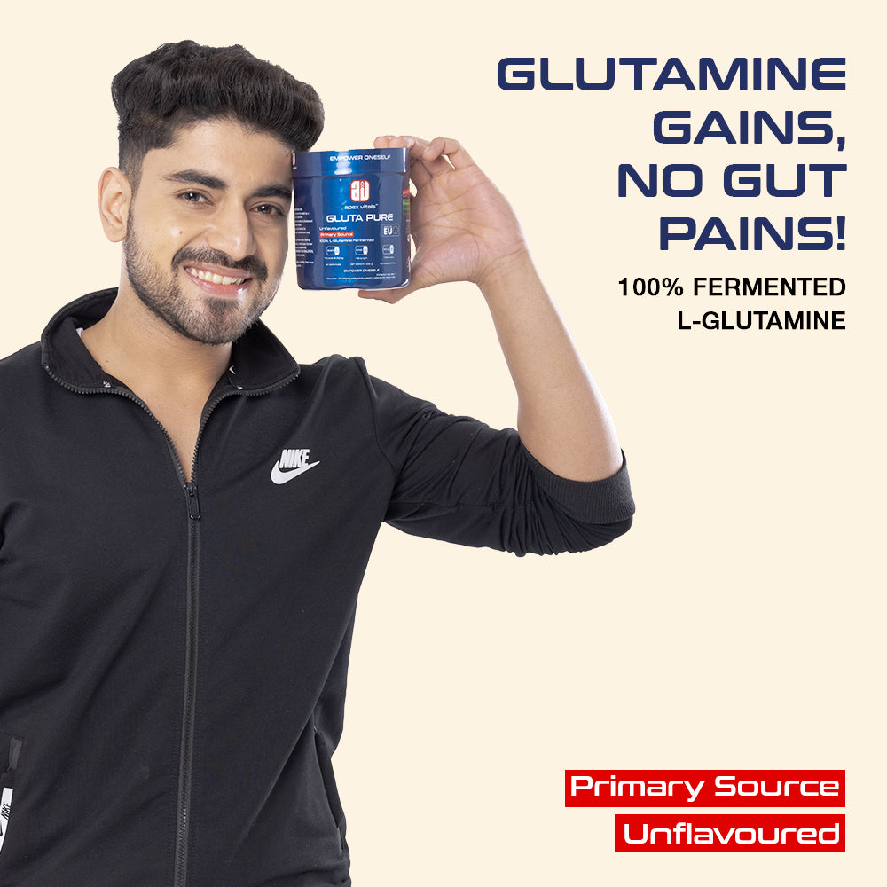Apex Vitals Gluta Pure – L-Glutamine | Made in Germany | 100% Micronized & Fermented | High Purity | Vegetarian Formula – 300g