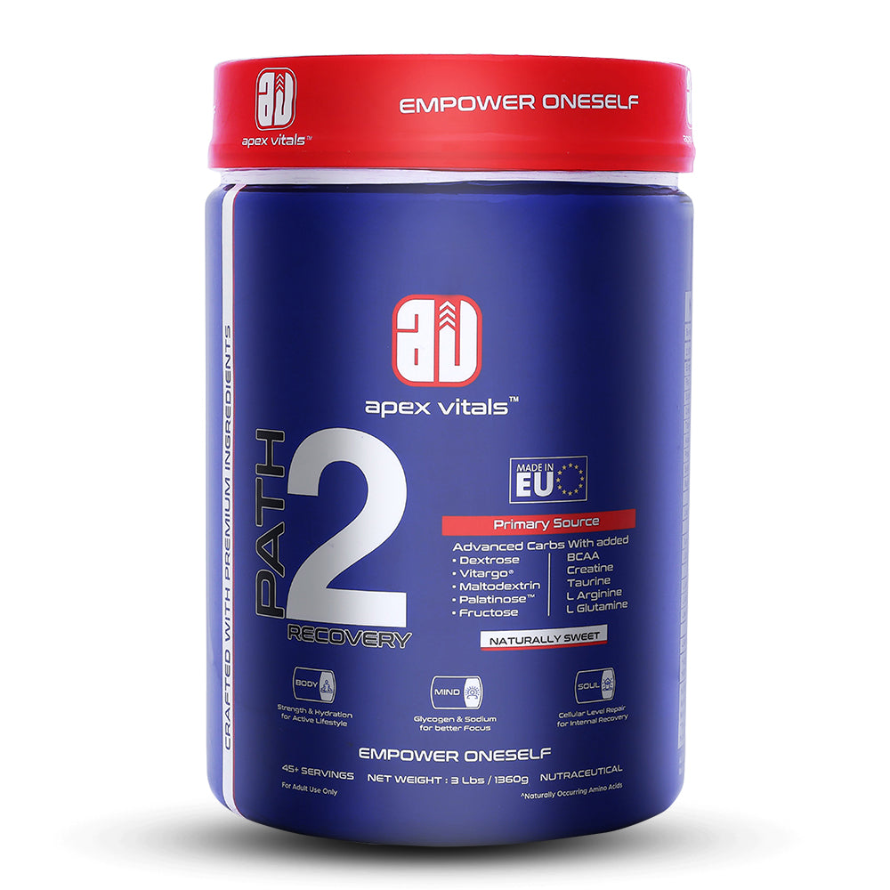 Apex Vitals Path 2 Recovery Post-Workout & Energy Drink Powder | Electrolyte Recovery Supplement with Complex Carbs, Creatine & BCAA | Supports Strength, Cardio & Outdoor Sports | Naturally Sweet|3lbs