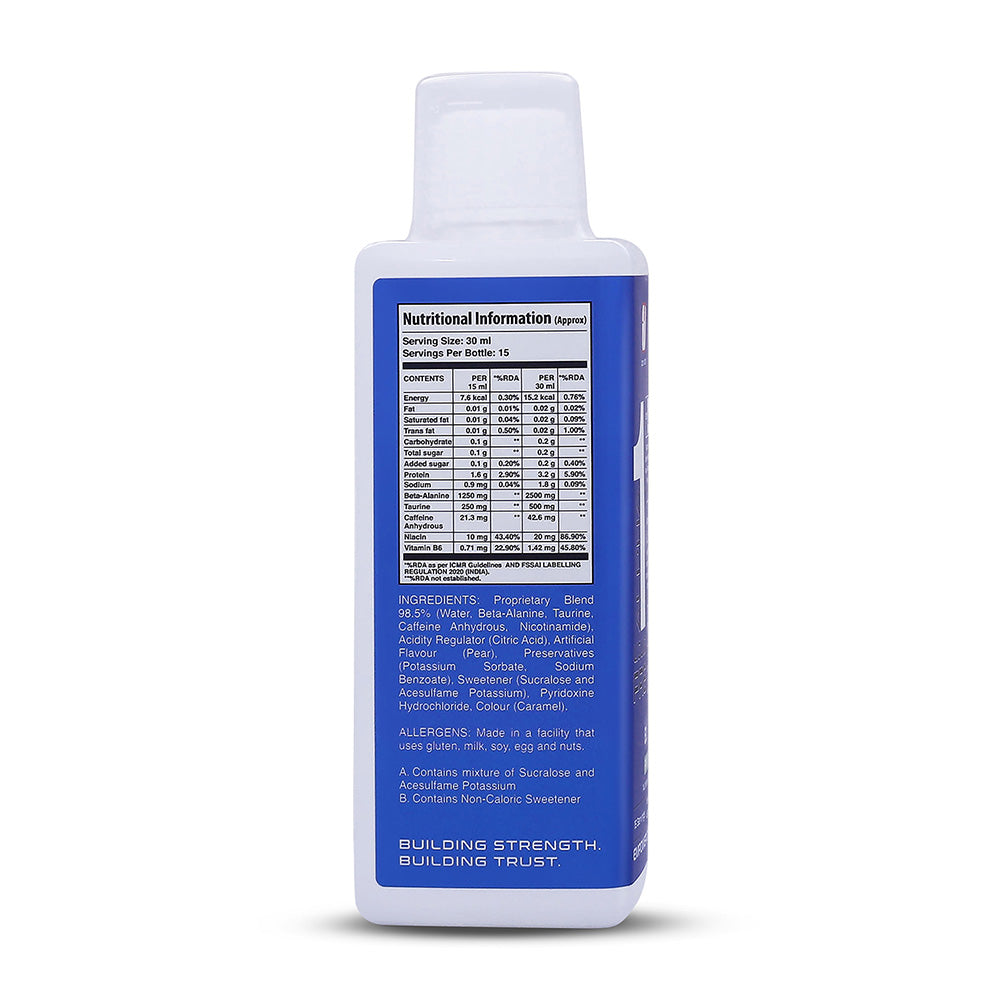 Apex Vitals Alpha 1 Liquid Pre Workout for Men | Pre Sports RTD | Beta Alanine, Taurine, Niacin & Caffeine | Mohai Ignes Mineral Water | FDA, EFSA & FSSAI Certified | 450 ml