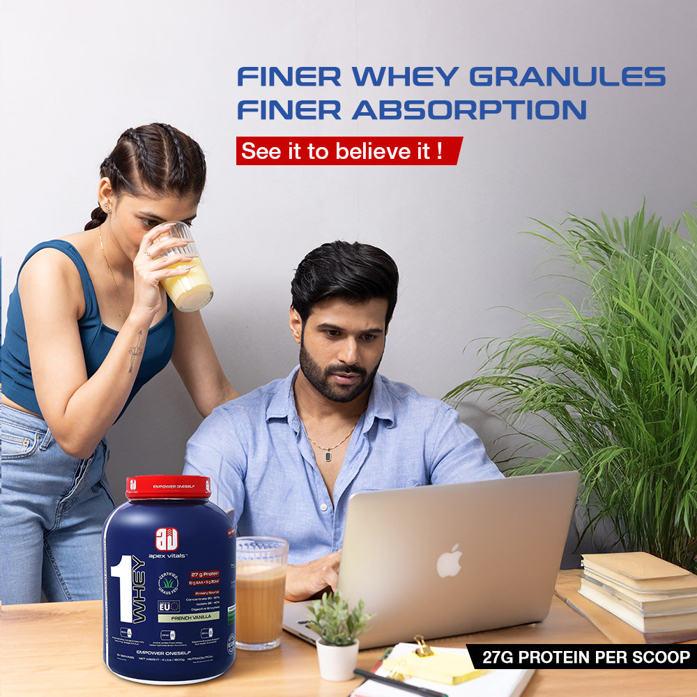 Apex Vitals 1 Whey – Grass-Fed Protein Powder | 27g Protein | 10g EAA + 5g BCAA | Concentrate & Isolate Blend | With Enzymes | EU-Sourced | 4lbs