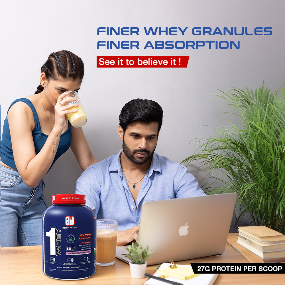 Apex Vitals 1 Whey – Grass-Fed Protein Powder | 27g Protein | 10g EAA + 5g BCAA | Concentrate & Isolate Blend | With Enzymes | EU-Sourced | 4lbs