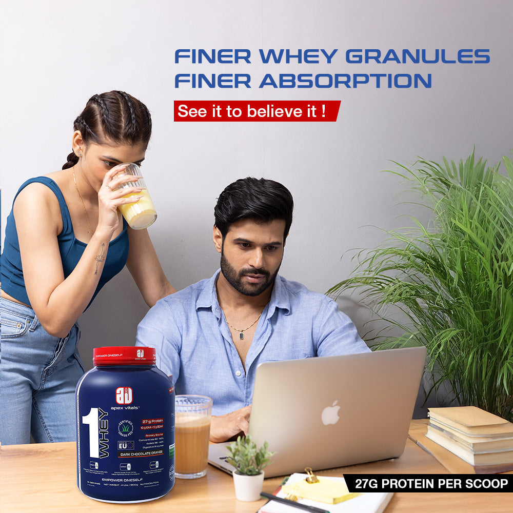 Apex Vitals 1 Whey – Grass-Fed Protein Powder | 27g Protein | 10g EAA + 5g BCAA | Concentrate & Isolate Blend | With Enzymes | EU-Sourced | 4lbs