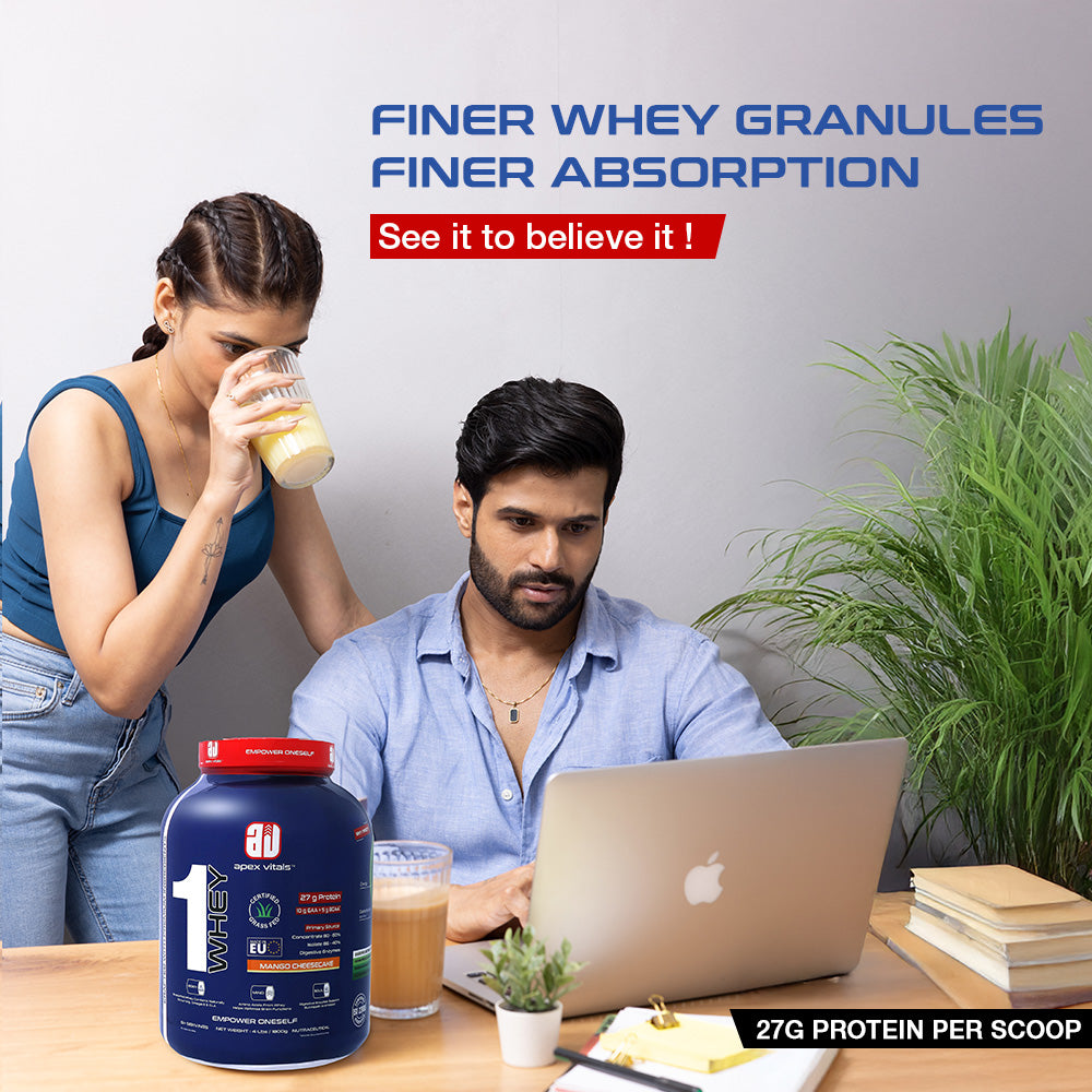 Apex Vitals 1 Whey – Grass-Fed Protein Powder | 27g Protein | 10g EAA + 5g BCAA | Concentrate & Isolate Blend | With Enzymes | EU-Sourced | 4lbs