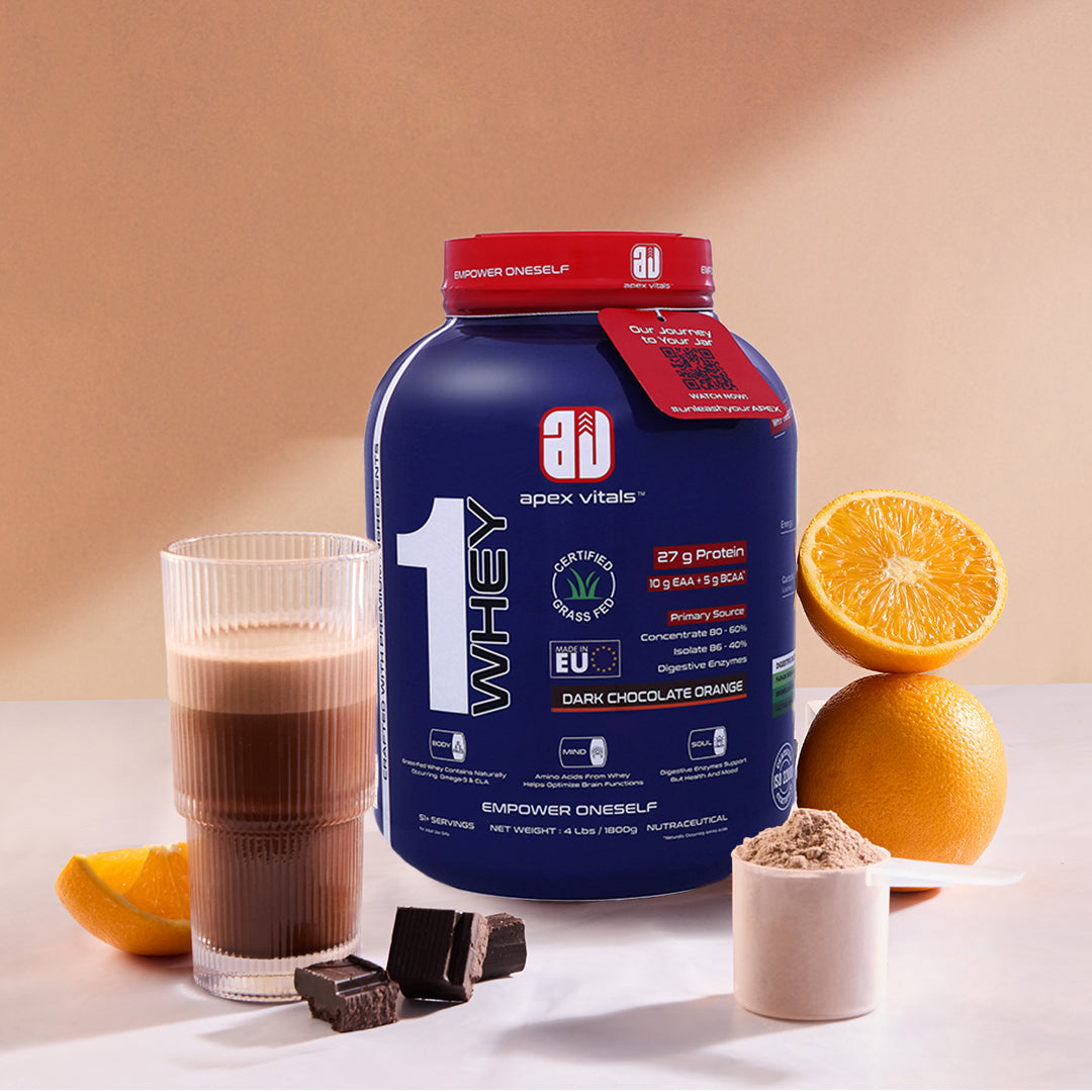 Apex Vitals 1 Whey – Grass-Fed Protein Powder | 27g Protein | 10g EAA + 5g BCAA | Concentrate & Isolate Blend | With Enzymes | EU-Sourced | 4lbs