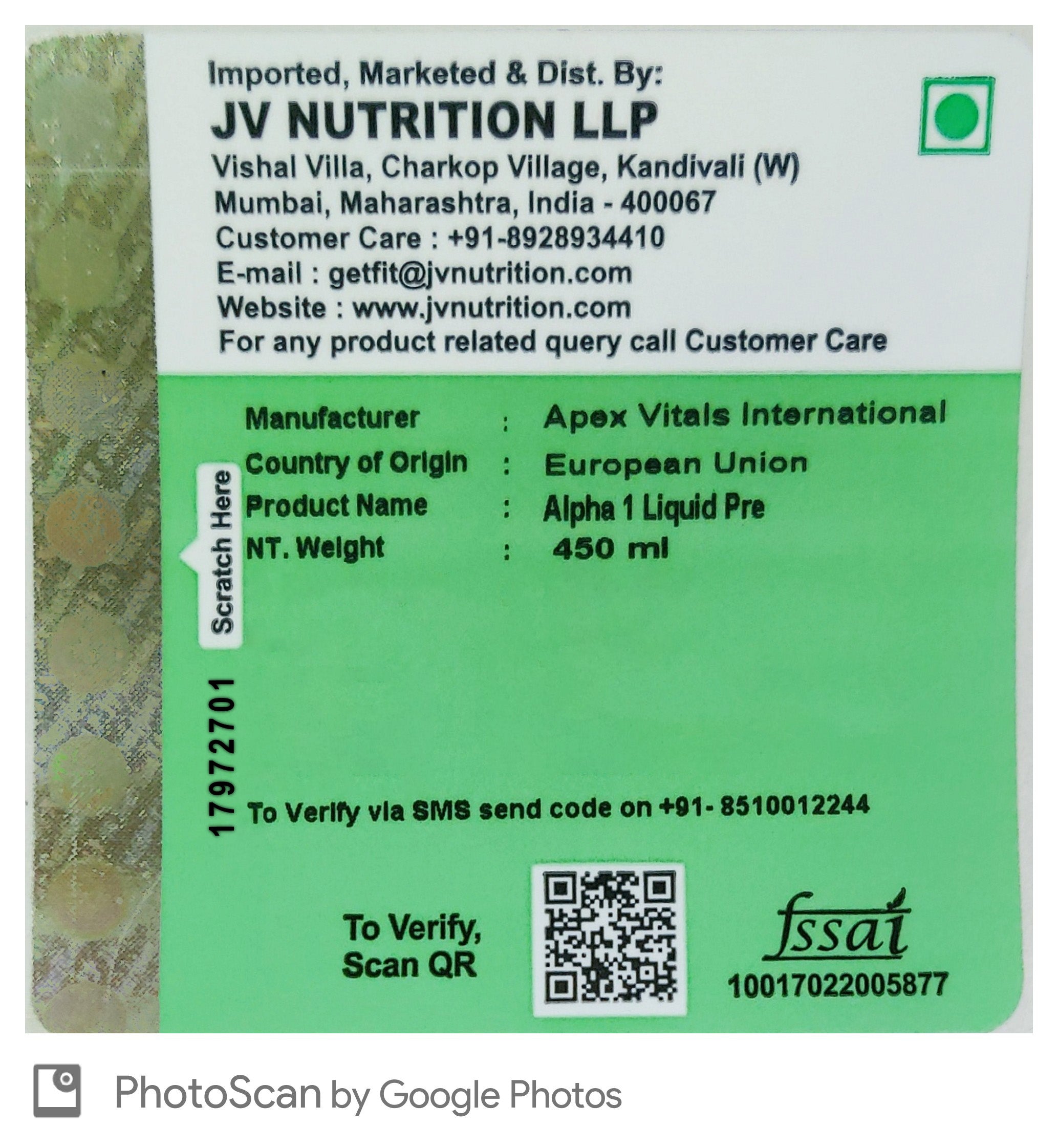 Apex Vitals Alpha 1 Liquid Pre Workout for Men | Pre Sports RTD | Beta Alanine, Taurine, Niacin & Caffeine | Mohai Ignes Mineral Water | FDA, EFSA & FSSAI Certified | 450 ml