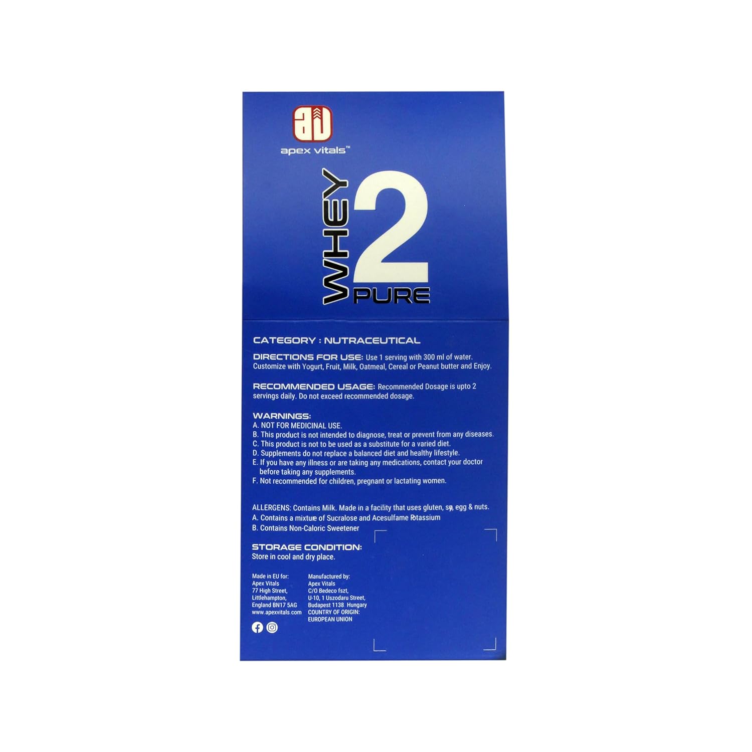 Whey 2 Pure Whey Protein Isolate & Hydrolyzed – 300 g (10 × 30 g Sachets)